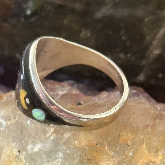 Sold ❤️ Navajo galaxy starry nights inlay sterling silver ring - Picture 9 of 9
